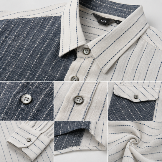 Midnight Ivory Contrast Stripe Linen Shirt